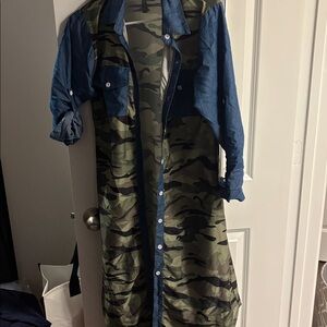 Charlies Blue and Gray Camouflage Shirt Dress